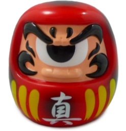 Fortune Daruma (フォーチュンだるま) - Red Spots figure by Mori Katsura, produced by Realxhead. Front view.