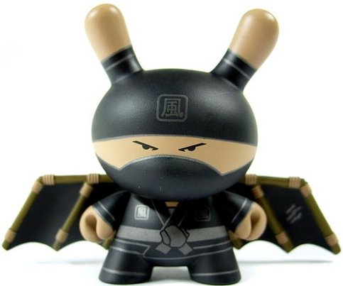 Flying Ninja Dunny figure by Huck Gee, produced by Kidrobot. Front view.