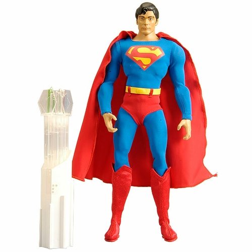 Superman figure by Dc Comics, produced by Mattel. Front view.