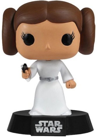 Princess Leia figure by Lucasfilm Ltd., produced by Funko. Front view.