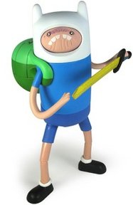 Adventure Time: 10 Changing Faces Super Poseable Finn figure, produced by Jazwares. Front view.