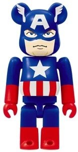 Captain America Be@rbrick 100% figure by Marvel, produced by Medicom Toy. Front view.