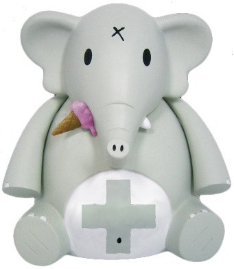 Bomb Jr - Albino (Ice Cream)  figure by Frank Kozik, produced by Toy2R. Front view.