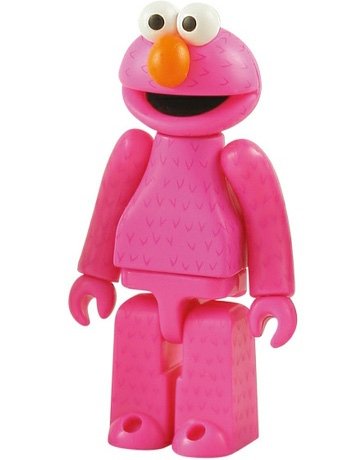 Elmo Kubrick 100% - Pink figure by Sesame Workshop, produced by Medicom Toy. Front view.