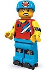 Roller Derby Girl figure by Lego, produced by Lego. Front view.