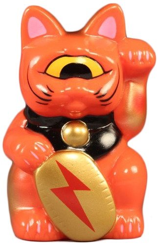 Mini Fortune Cat - Orange w/ Lightning Bolt figure by Mori Katsura, produced by Realxhead. Front view.