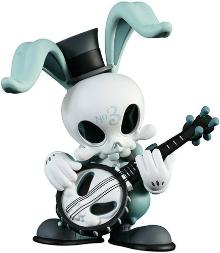 Dead Bunny figure by Brandt Peters, produced by Kidrobot. Front view.