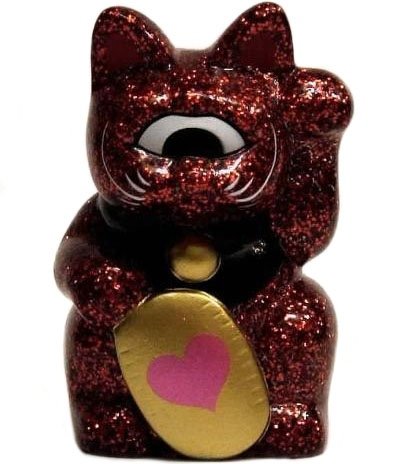 Mini Fortune Cat - Red Glitter figure by Mori Katsura, produced by Realxhead. Front view.