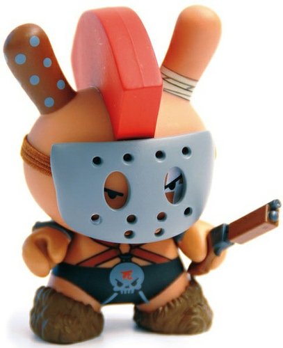 Dog Apocalypse Dunny figure by Huck Gee, produced by Kidrobot. Front view.