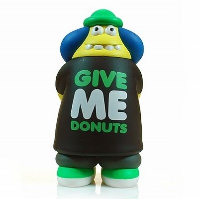 Caleb Give me donuts figure by James Jarvis, produced by Amos Toys. Front view.