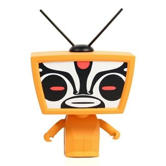TV Head figure by Toby Hk, produced by Kaching Brands. Front view.