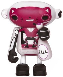 M.I.L.K. Catbot figure by Attaboy, produced by Dudebox. Front view.