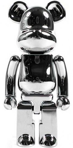 Be@rbrick 200% Chrome figure, produced by Medicom Toy X Bandai. Front view.