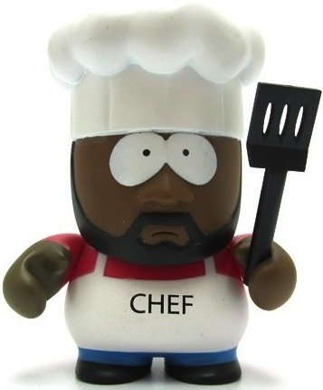 Chef figure by Matt Stone & Trey Parker, produced by Kidrobot. Front view.