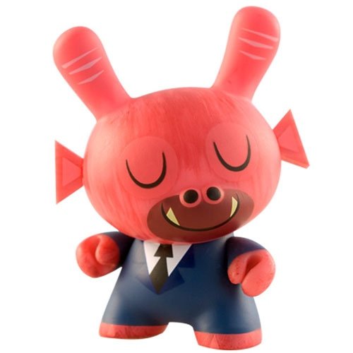 Devil Dunny figure by Amanda Visell, produced by Kidrobot. Front view.