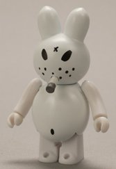 Smorkin Bunny - White figure by Frank Kozik, produced by Medicom Toy. Front view.