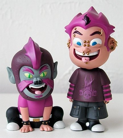 Pierce the Human Pincushion and Nathan the Dog-Faced Boy  figure by Jared Deal, produced by Carnival Cartoons. Front view.