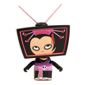 TV Head figure by Mizna Wada, produced by Kaching Brands. Front view.
