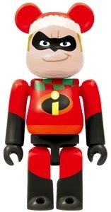 Mr. Incredible Christmas Ver. Be@rbrick 100% figure by Disney X Pixar, produced by Medicom Toy. Front view.