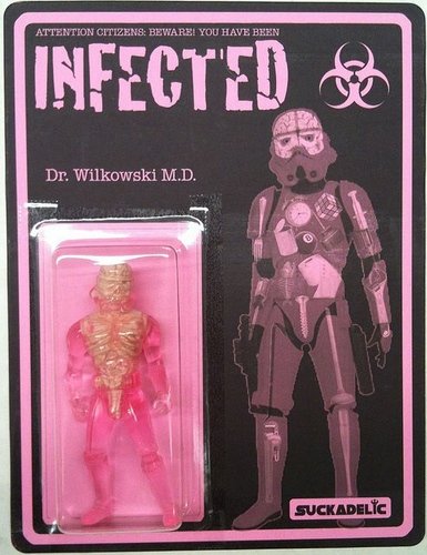 Infected figure by Scott Wilkowski, produced by Suckadelic. Front view.
