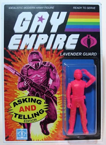 GAY EMPIRE: LAVENDER GUARD (asking & Telling Edition) figure by Sucklord, produced by Suckadelic. Front view.