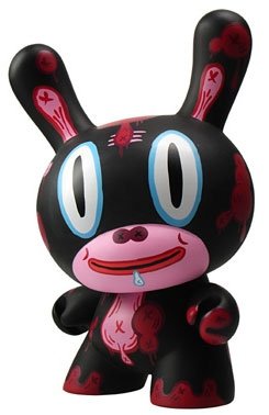 MOD Dunny Black figure by Gary Baseman, produced by Kidrobot. Front view.