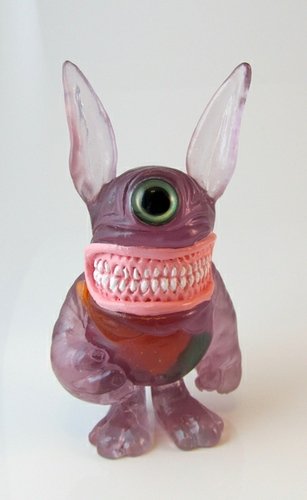 Clear Dark Purple Meatster Bunny  figure by Motorbot, produced by Deadbear Studios. Front view.