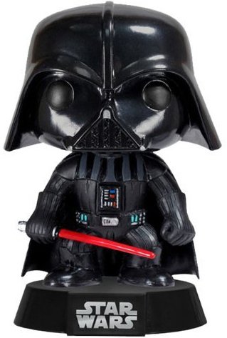Darth Vader figure by Lucasfilm Ltd., produced by Funko. Front view.