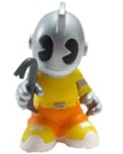 KidVandal - Yellow figure, produced by Kidrobot. Front view.