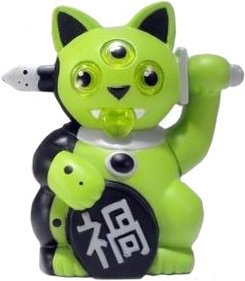 A Little Misfortune - Green/Black figure by Ferg, produced by Playge. Front view.