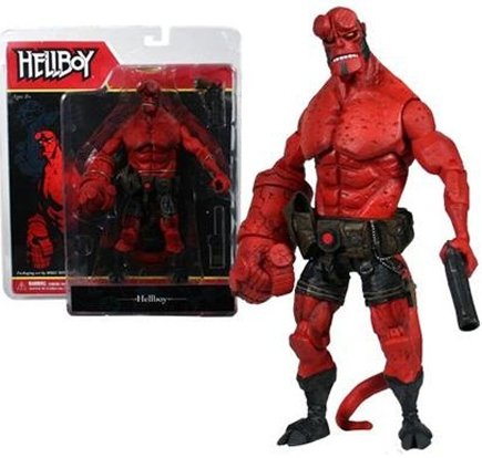 Hellboy w/ Open Mouth figure by Mike Mignola, produced by Mezco Toyz. Front view.