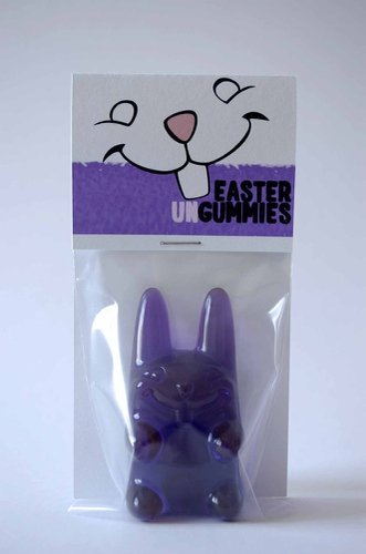 Easter Ungummy Bunny - Strongish lilac figure by Muffinman. Front view.