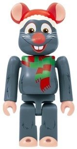Remy Christmas Be@rbrick 100% figure by Disney X Pixar, produced by Medicom Toy. Front view.