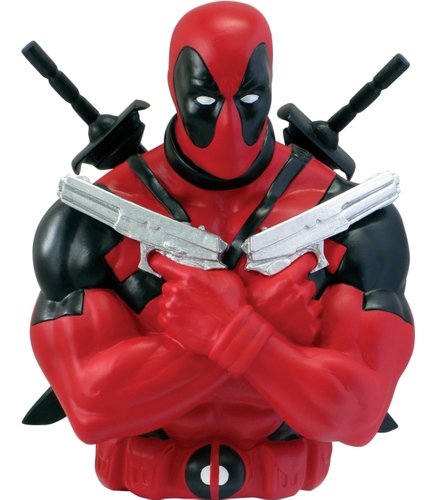Deadpool Resin Bust Bank - SDCC 2012 figure by Marvel, produced by Monogram International. Front view.