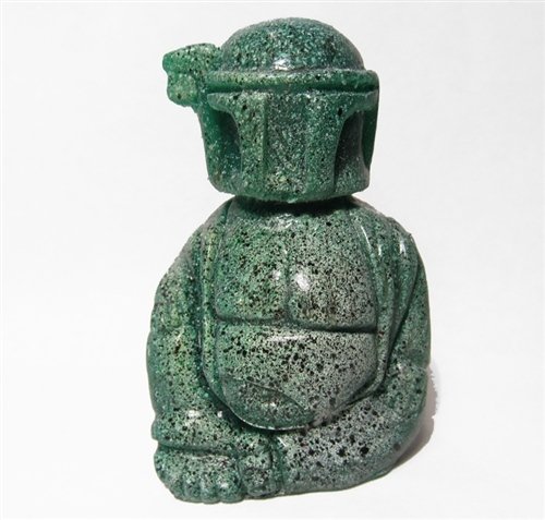 Buddha Fett - Fuzzed Avocado figure by Scott Kinnebrew, produced by Forces Of Dorkness. Front view.