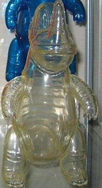Big Pollard - rainbow army clear figure by Tim Biskup, produced by Gargamel. Front view.