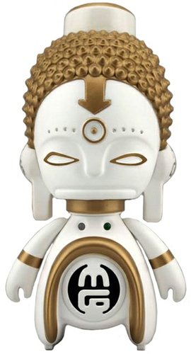 White Pearl Buddha - Kidrobot Exclusive figure by Marka27, produced by Bic Plastics. Front view.