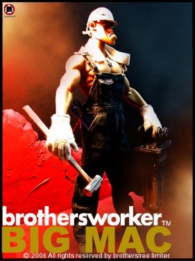 Brothersworker Big Mac figure by Brothersfree, produced by Hot Toys. Front view.