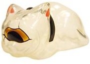 Mini Sleeping Fortune Cat - Clear figure by Mori Katsura, produced by Realxhead. Front view.