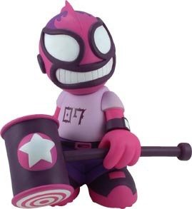 Kidrobot Mascot 07 - El Robo Loco, Purple  figure by Tristan Eaton, produced by Kidrobot. Front view.
