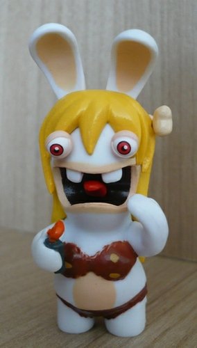 Neanderthal Woman Rabbid figure by Ubiart Toyz, produced by Ubisoft. Front view.