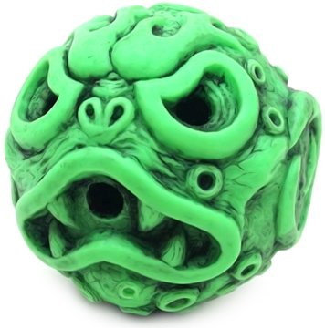 Ooze-Ball Neon Green w/Custom Black Rub figure by Ralph Niese, produced by Tru:Tek. Front view.