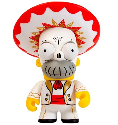 Day of the Dead Homer figure by Matt Groening, produced by Kidrobot. Front view.