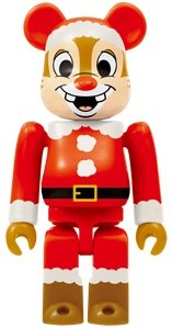 Dale Santa Ver. Be@rbrick 100% figure by Disney, produced by Medicom Toy. Front view.