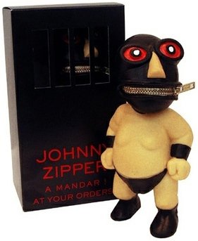Johnny Zipper figure by You & Me, produced by The Original Cha Cha. Front view.