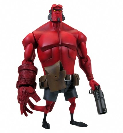 Animated Hellboy figure by Mike Mignola, produced by Gentle Giant. Front view.