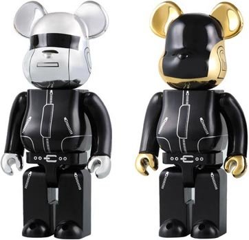 Daft Punk Bea@rbrick 1000% set figure by Daft Punk, produced by Medicom Toy. Front view.