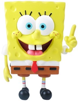 SpongeBob Pointing figure by Nickelodeon, produced by Play Imaginative. Front view.