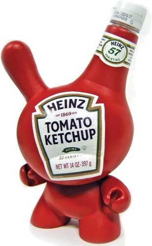 Heinz Ketchup Dunny  figure by Sket One. Front view.