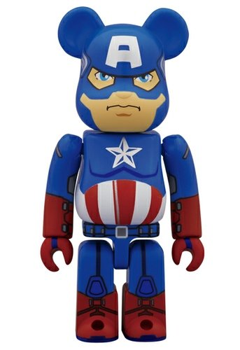 Captain America Be@rbrick figure by Marvel, produced by Medicom Toy. Front view.